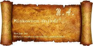 Miskovics Anikó névjegykártya
